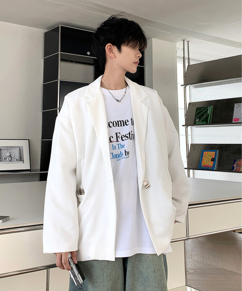 neos（ネオス）の「【neos -addictive design-】ルーズシルエット パッドロック チャーム テーラード ジャケット（テーラードジャケット・メンズ・ホワイト/ブラック・LARGE/MEDIUM/X-LARGE）」の9枚目の写真