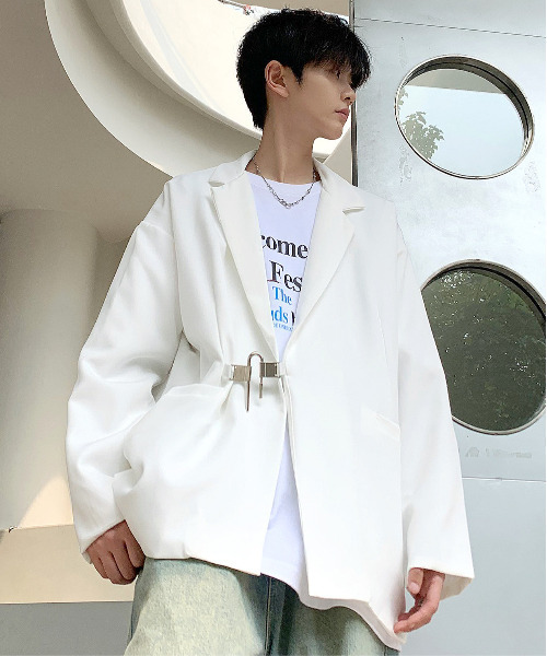 neos（ネオス）の「【neos -addictive design-】ルーズシルエット パッドロック チャーム テーラード ジャケット（テーラードジャケット・メンズ・ホワイト/ブラック・LARGE/MEDIUM/X-LARGE）」の11枚目の写真