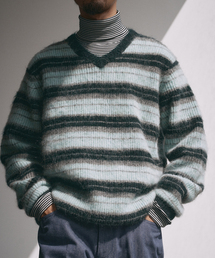 EDIFICE | シャギーボーダー Vネックニット(ニット/セーター)