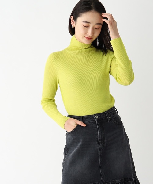 OPAQUE.CLIP（オペークドットクリップ）の「◆シアーハイネックリブニット【洗濯機洗い可】（ニット/セーター・レディース・グレー/スモーキーグリーン系/ブラック/ブルー・38/40）」の18枚目の写真