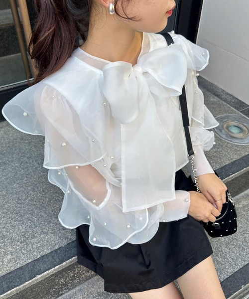 one after another NICE CLAUP（ワンアフターアナザーナイスクラップ）の「リボンアソートブラウス（シャツ/ブラウス・レディース・ホワイト系その他2/アイボリー/ホワイト系その他3・FREE）」の5枚目の写真