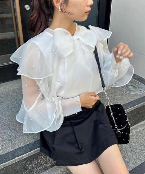 one after another NICE CLAUP（ワンアフターアナザーナイスクラップ）の「リボンアソートブラウス（シャツ/ブラウス・レディース・ホワイト系その他2/アイボリー/ホワイト系その他3・FREE）」の4枚目の写真