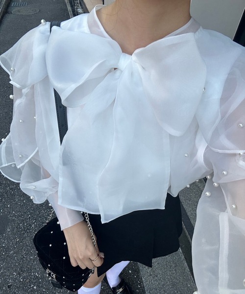 one after another NICE CLAUP（ワンアフターアナザーナイスクラップ）の「リボンアソートブラウス（シャツ/ブラウス・レディース・ホワイト系その他2/アイボリー/ホワイト系その他3・FREE）」の6枚目の写真