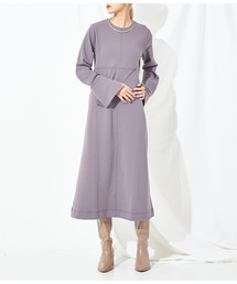 Settimissimo（セッティミッシモ）の「配色ステッチ マキシ丈 ワンピース クルーネック 長袖（ワンピース）」