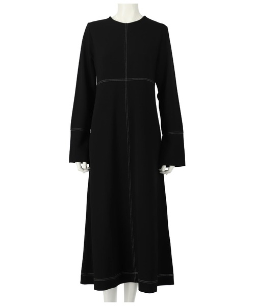 Settimissimo（セッティミッシモ）の「配色ステッチ マキシ丈 ワンピース クルーネック 長袖（ワンピース・レディース・グレー/ブラック・FREE）」の5枚目の写真