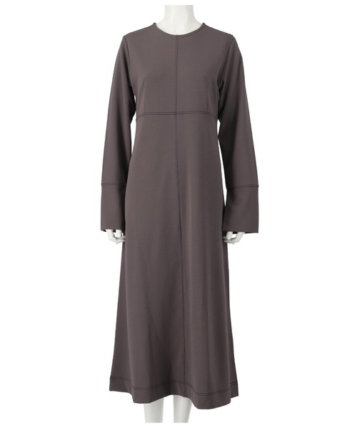 Settimissimo（セッティミッシモ）の「配色ステッチ マキシ丈 ワンピース クルーネック 長袖（ワンピース・レディース・グレー/ブラック・FREE）」の6枚目の写真