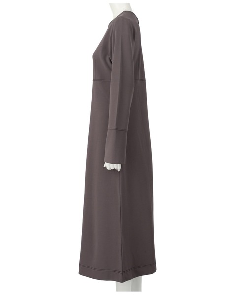 Settimissimo（セッティミッシモ）の「配色ステッチ マキシ丈 ワンピース クルーネック 長袖（ワンピース・レディース・グレー/ブラック・FREE）」の4枚目の写真