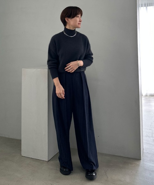 セール】ピンストライプウエスト細見え2タックパンツ（その他パンツ