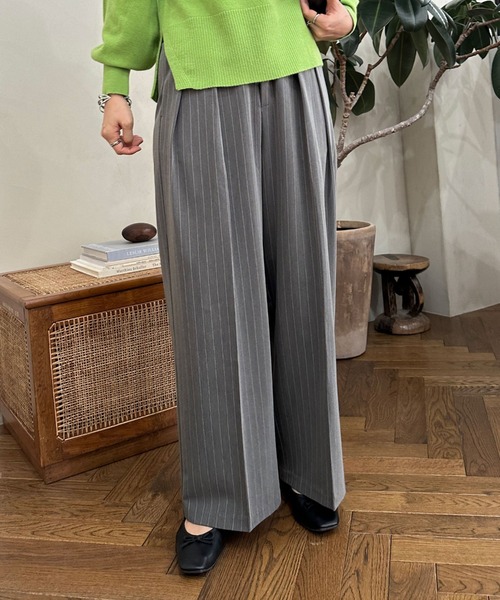 セール】ピンストライプウエスト細見え2タックパンツ（その他パンツ