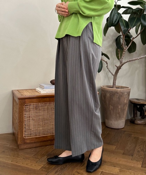 セール】ピンストライプウエスト細見え2タックパンツ（その他パンツ