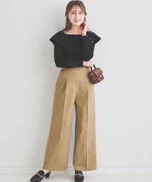 ハイウエストタックワイドパンツ
