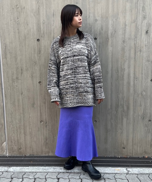 ELLEgirl（エルガール）の「ミックスカラーニットプルオーバー【ELLEgirl/エル ガール】（ニット/セーター・レディース・グリーン/ダークパープル/ブラック/ピンク・FREE）」の5枚目の写真