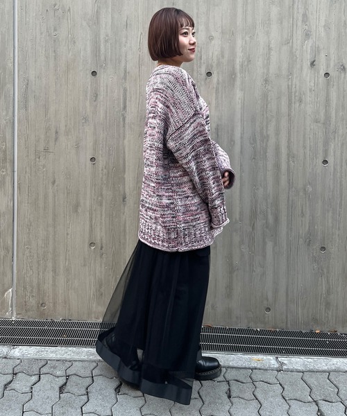 ELLEgirl（エルガール）の「ミックスカラーニットプルオーバー【ELLEgirl/エル ガール】（ニット/セーター・レディース・グリーン/ダークパープル/ブラック/ピンク・FREE）」の8枚目の写真