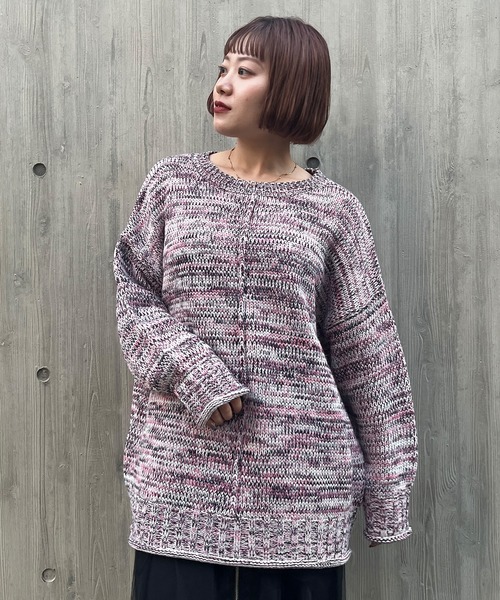 ELLEgirl（エルガール）の「ミックスカラーニットプルオーバー【ELLEgirl/エル ガール】（ニット/セーター・レディース・グリーン/ダークパープル/ブラック/ピンク・FREE）」の6枚目の写真