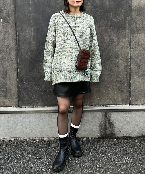 ELLEgirl（エルガール）の「ミックスカラーニットプルオーバー【ELLEgirl/エル ガール】（ニット/セーター・レディース・グリーン/ダークパープル/ブラック/ピンク・FREE）」の9枚目の写真