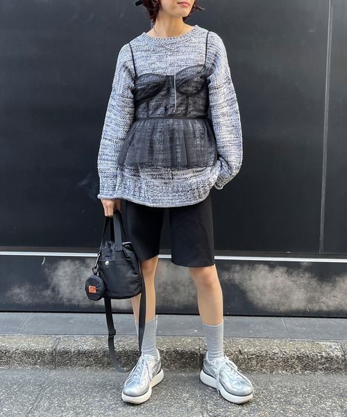 ELLEgirl（エルガール）の「ミックスカラーニットプルオーバー【ELLEgirl/エル ガール】（ニット/セーター・レディース・グリーン/ダークパープル/ブラック/ピンク・FREE）」の11枚目の写真