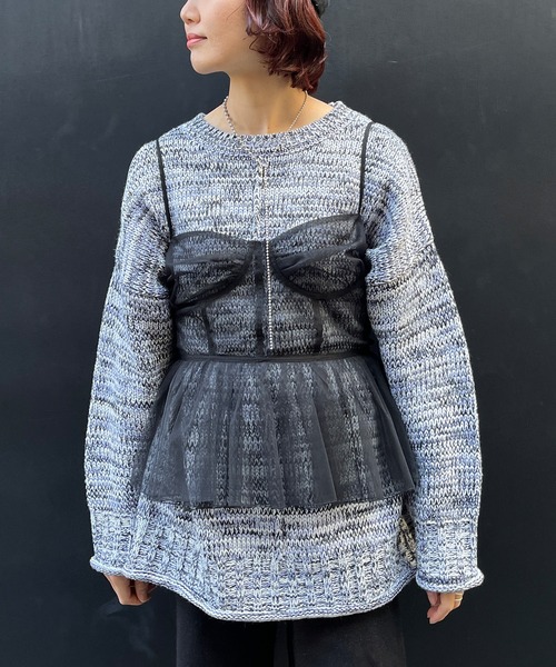 ELLEgirl（エルガール）の「ミックスカラーニットプルオーバー【ELLEgirl/エル ガール】（ニット/セーター・レディース・グリーン/ダークパープル/ブラック/ピンク・FREE）」の12枚目の写真