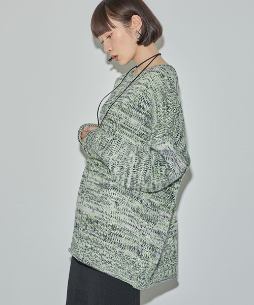 ELLEgirl（エルガール）の「ミックスカラーニットプルオーバー【ELLEgirl/エル ガール】（ニット/セーター・レディース・グリーン/ダークパープル/ブラック/ピンク・FREE）」の14枚目の写真