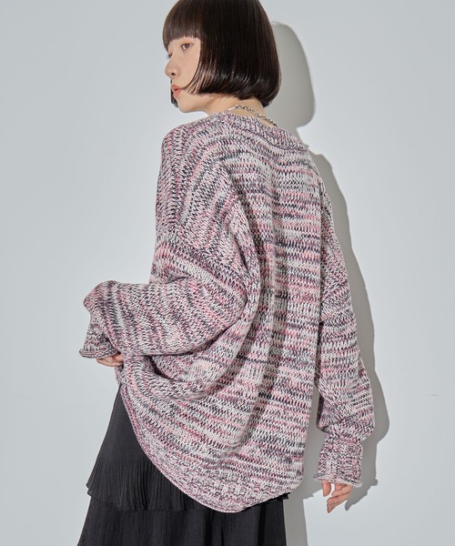 ELLEgirl（エルガール）の「ミックスカラーニットプルオーバー【ELLEgirl/エル ガール】（ニット/セーター・レディース・グリーン/ダークパープル/ブラック/ピンク・FREE）」の20枚目の写真