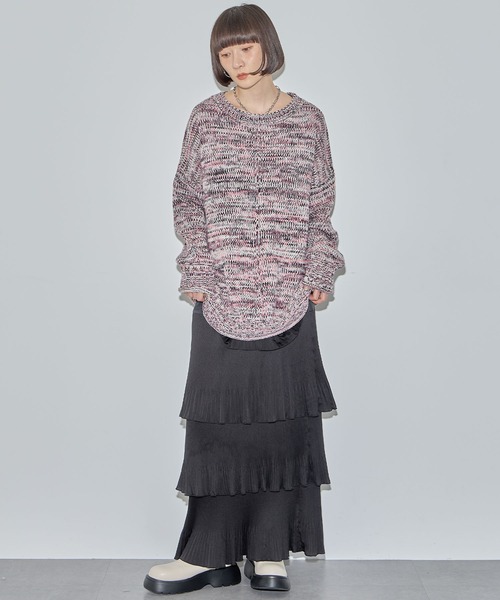 ELLEgirl（エルガール）の「ミックスカラーニットプルオーバー【ELLEgirl/エル ガール】（ニット/セーター・レディース・グリーン/ダークパープル/ブラック/ピンク・FREE）」の22枚目の写真