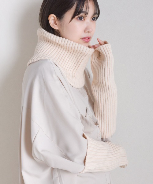 セール】ウールライク リブネックウォーマー＆リブアームウォーマー 2