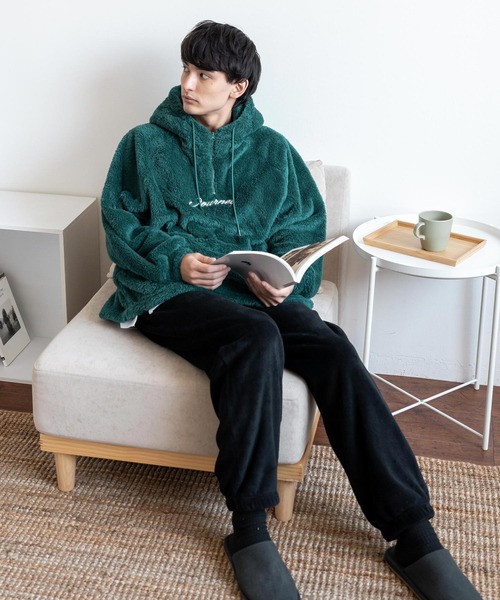 Rocky Monroe（ロッキーモンロー）の「オーバーサイズ ダブルフェイスボアフリース ハーフジッププルオーバーパーカー（パーカー・メンズ・アイボリー/ブラック/グリーン/グレー・M/L）」の20枚目の写真