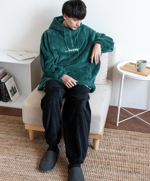 Rocky Monroe（ロッキーモンロー）の「オーバーサイズ ダブルフェイスボアフリース ハーフジッププルオーバーパーカー（パーカー・メンズ・アイボリー/ブラック/グリーン/グレー・M/L）」の18枚目の写真