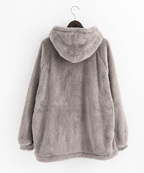 Rocky Monroe（ロッキーモンロー）の「オーバーサイズ ダブルフェイスボアフリース ハーフジッププルオーバーパーカー（パーカー・メンズ・アイボリー/ブラック/グリーン/グレー・M/L）」の22枚目の写真