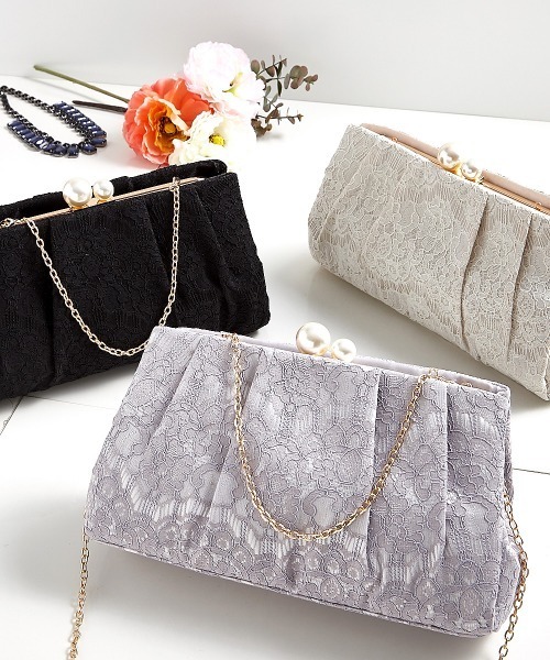 Callarus(カラルス)の「レースがま口3WAYパーティバッグ(クラッチバッグ・レディース・ゴールド/ブラック/シルバー・FREE)」の4枚目の写真