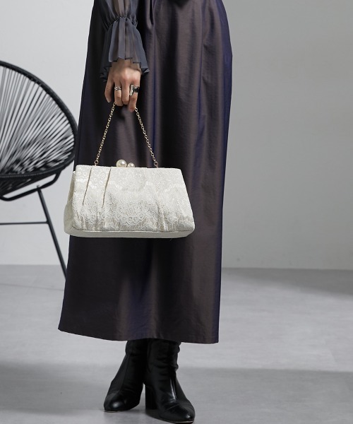 Callarus(カラルス)の「レースがま口3WAYパーティバッグ(クラッチバッグ・レディース・ゴールド/ブラック/シルバー・FREE)」の7枚目の写真