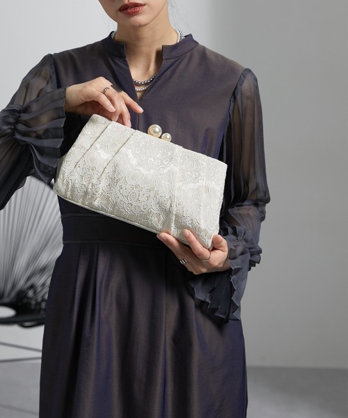 Callarus(カラルス)の「レースがま口3WAYパーティバッグ(クラッチバッグ・レディース・ゴールド/ブラック/シルバー・FREE)」の10枚目の写真