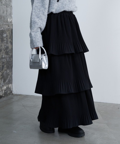 COLONY 2139（コロニートゥーワンスリーナイン）の「プリーツティアードスカート（スカート・レディース・グレー/ブラック/アイボリー・FREE）」の5枚目の写真