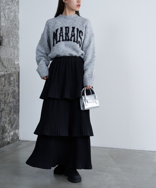 COLONY 2139（コロニートゥーワンスリーナイン）の「プリーツティアードスカート（スカート・レディース・グレー/ブラック/アイボリー・FREE）」の8枚目の写真