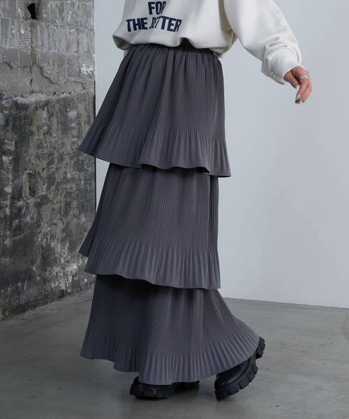 COLONY 2139（コロニートゥーワンスリーナイン）の「プリーツティアードスカート（スカート・レディース・グレー/ブラック/アイボリー・FREE）」の16枚目の写真