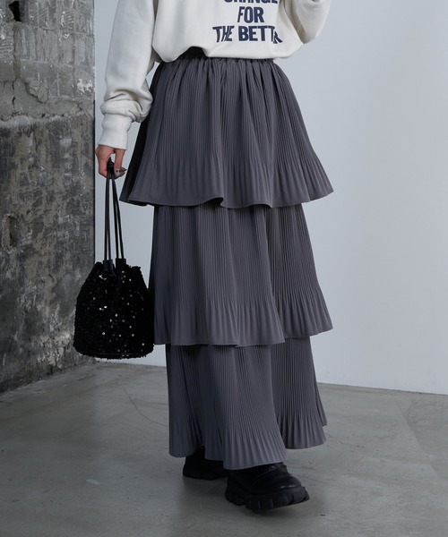 COLONY 2139（コロニートゥーワンスリーナイン）の「プリーツティアードスカート（スカート・レディース・グレー/ブラック/アイボリー・FREE）」の17枚目の写真