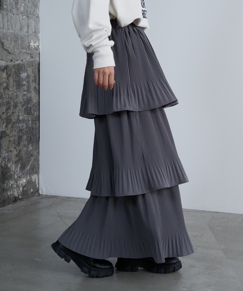 COLONY 2139（コロニートゥーワンスリーナイン）の「プリーツティアードスカート（スカート・レディース・グレー/ブラック/アイボリー・FREE）」の19枚目の写真