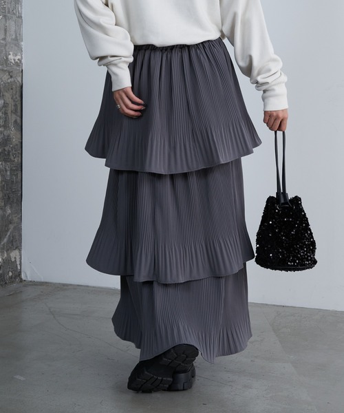 COLONY 2139（コロニートゥーワンスリーナイン）の「プリーツティアードスカート（スカート・レディース・グレー/ブラック/アイボリー・FREE）」の20枚目の写真