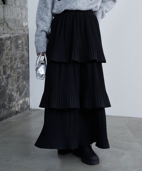 COLONY 2139（コロニートゥーワンスリーナイン）の「プリーツティアードスカート（スカート・レディース・グレー/ブラック/アイボリー・FREE）」の4枚目の写真