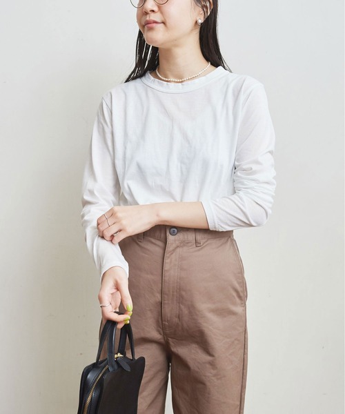 fig Ｌondon（フィグロンドン）の「simple smooth long sleeve（Tシャツ/カットソー・レディース・ホワイト/ブラック・FREE）」の7枚目の写真