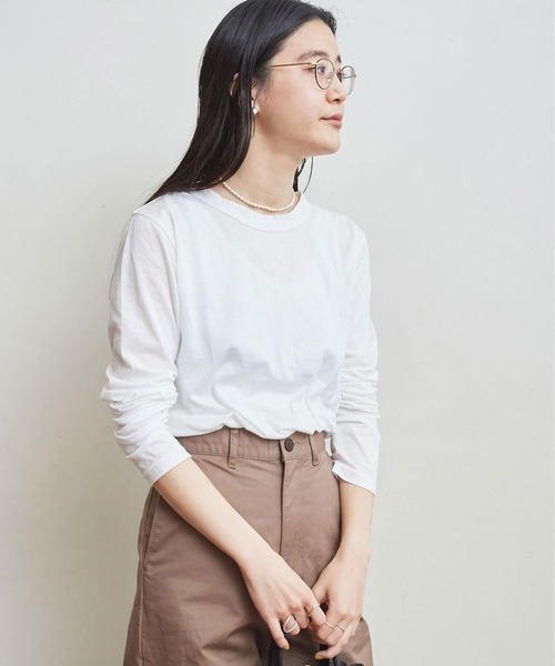 fig Ｌondon（フィグロンドン）の「simple smooth long sleeve（Tシャツ/カットソー・レディース・ホワイト/ブラック・FREE）」の8枚目の写真