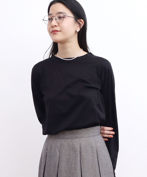 fig Ｌondon（フィグロンドン）の「simple smooth long sleeve（Tシャツ/カットソー・レディース・ホワイト/ブラック・FREE）」の3枚目の写真