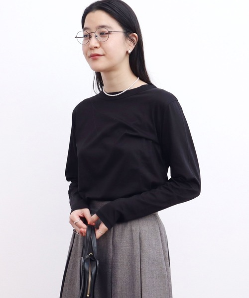 fig Ｌondon（フィグロンドン）の「simple smooth long sleeve（Tシャツ/カットソー・レディース・ホワイト/ブラック・FREE）」の6枚目の写真