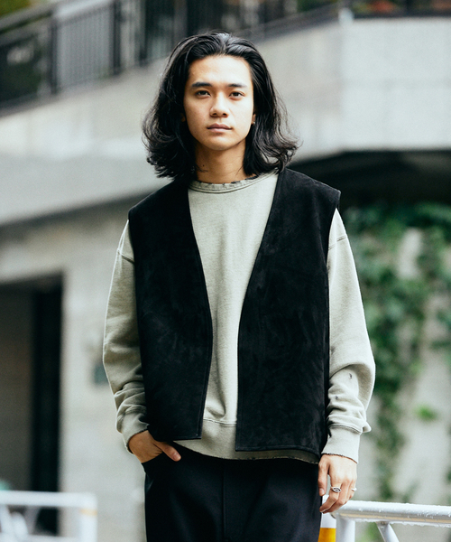 JOURNAL STANDARD（ジャーナルスタンダード）の「ゴートスエード ベスト（ベスト・メンズ・ブラウン系その他/ブラック・FREE）」の7枚目の写真