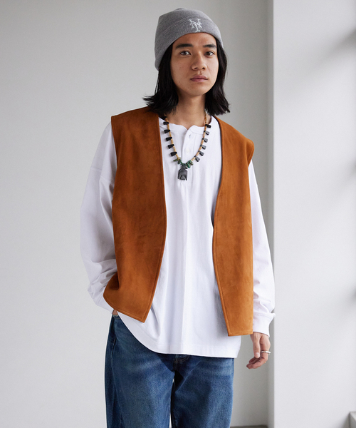 JOURNAL STANDARD（ジャーナルスタンダード）の「ゴートスエード ベスト（ベスト・メンズ・ブラウン系その他/ブラック・FREE）」の15枚目の写真