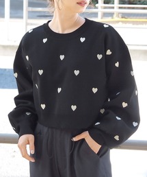 ハート刺繍ショート丈ニット