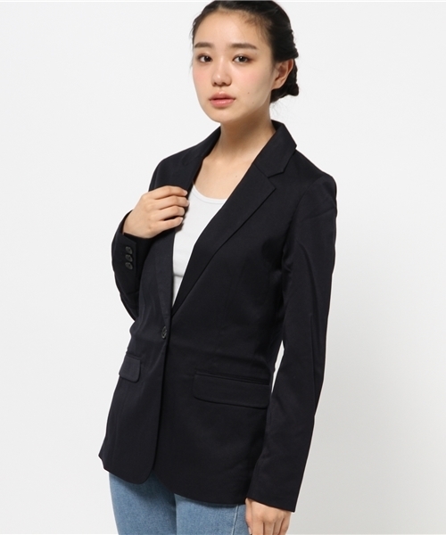 earth music&ecology（アースミュージックアンドエコロジー）の「ベーシックテーラードジャケット（テーラードジャケット・レディース・ネイビー/ブラック・SMALL/MEDIUM）」の2枚目の写真