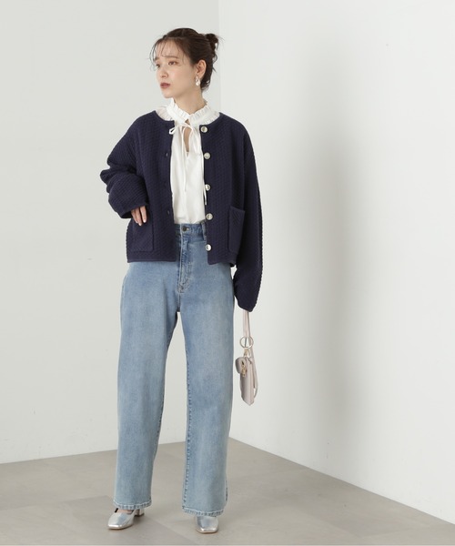 N.(N. Natural Beauty Basic)(エヌエヌナチュラルビューティーベーシック)の「◆ゴールドボタンクルーネックカーディガン(カーディガン/ボレロ・レディース・オフホワイト/ネイビー/ベージュ・MEDIUM)」の17枚目の写真