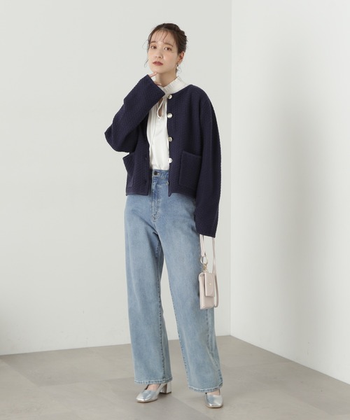 N.(N. Natural Beauty Basic)(エヌエヌナチュラルビューティーベーシック)の「◆ゴールドボタンクルーネックカーディガン(カーディガン/ボレロ・レディース・オフホワイト/ネイビー/ベージュ・MEDIUM)」の18枚目の写真