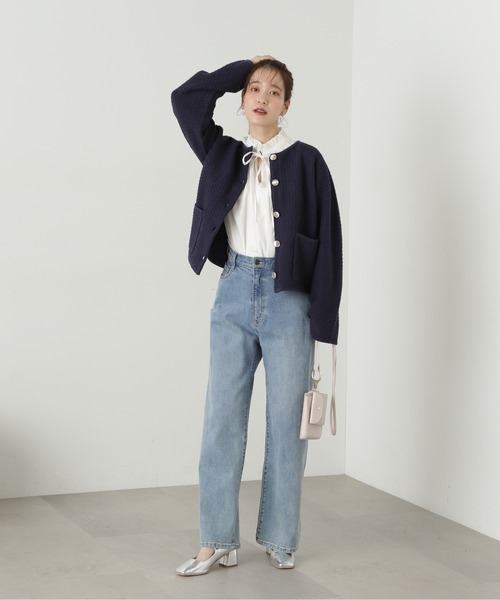 N.(N. Natural Beauty Basic)(エヌエヌナチュラルビューティーベーシック)の「◆ゴールドボタンクルーネックカーディガン(カーディガン/ボレロ・レディース・オフホワイト/ネイビー/ベージュ・MEDIUM)」の19枚目の写真