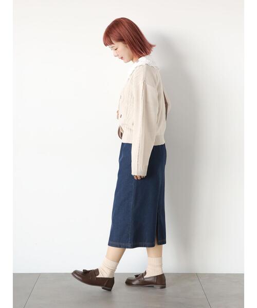 ehka sopo(エヘカソポ)の「ケーブル刺繍カーディガン(カーディガン/ボレロ・レディース・キナリ/イエロー/サックスブルー/グレー・F)」の8枚目の写真
